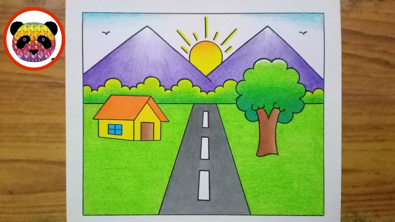 How to draw a landscape with diamond color pencil | Drawing scenery,  Colorful landscape, Easy scenery drawing